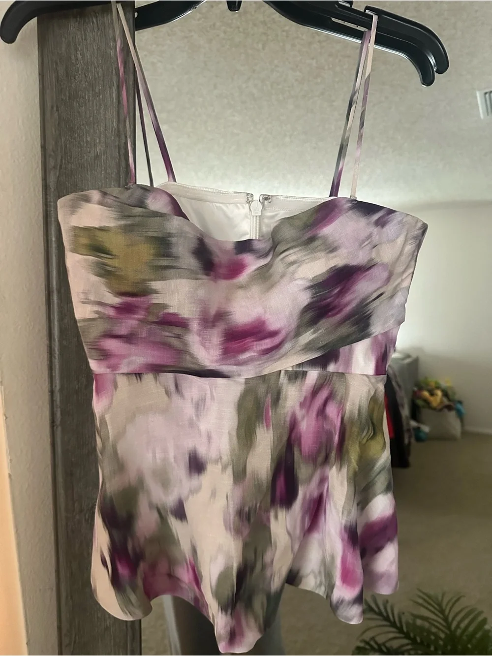 Marchesa Floral Watercolor Camisole in Purple and Olive matching trousers set